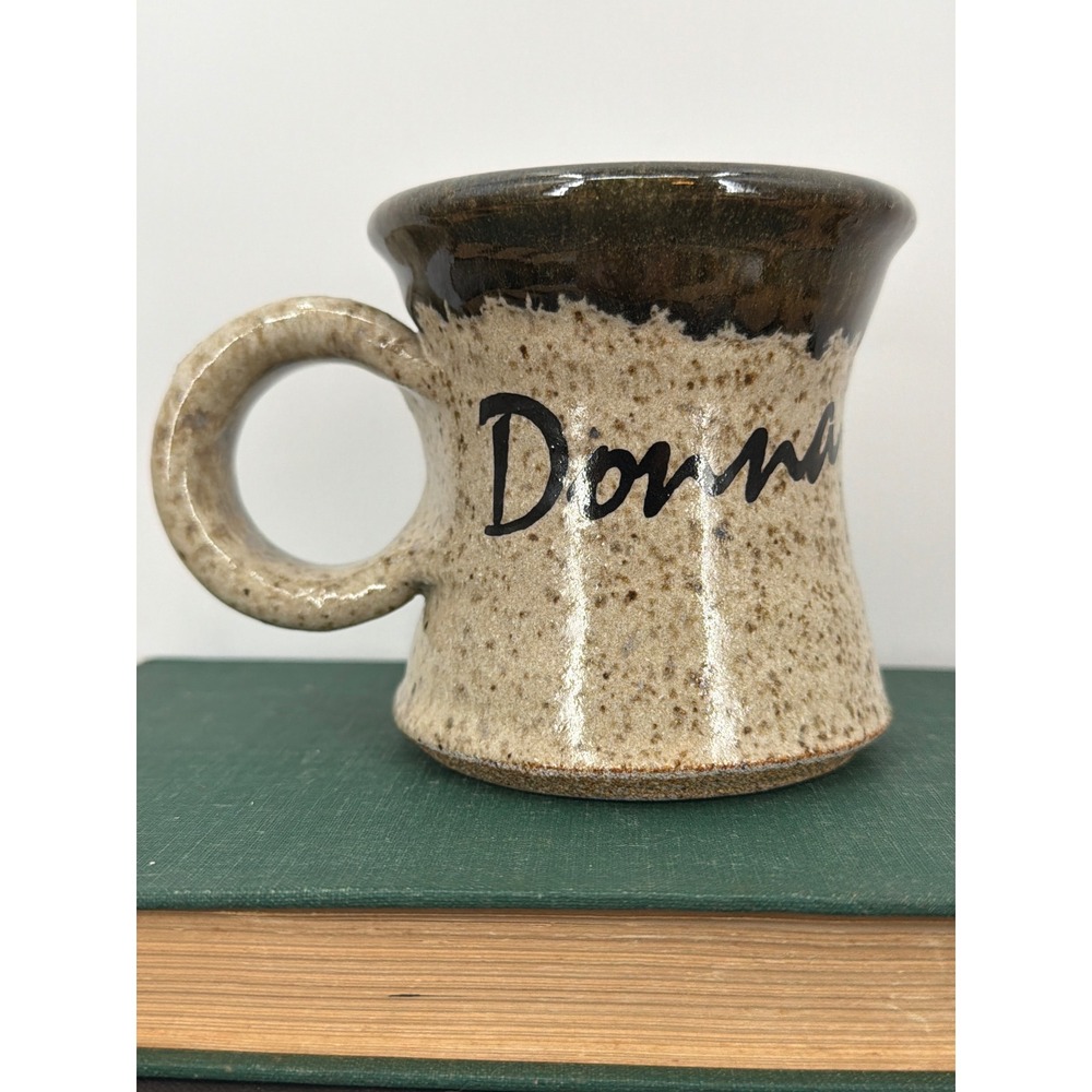 Donna Personalized Clay in Motion Studio Mug Speckled Drip Glaze Stoneware Vtg